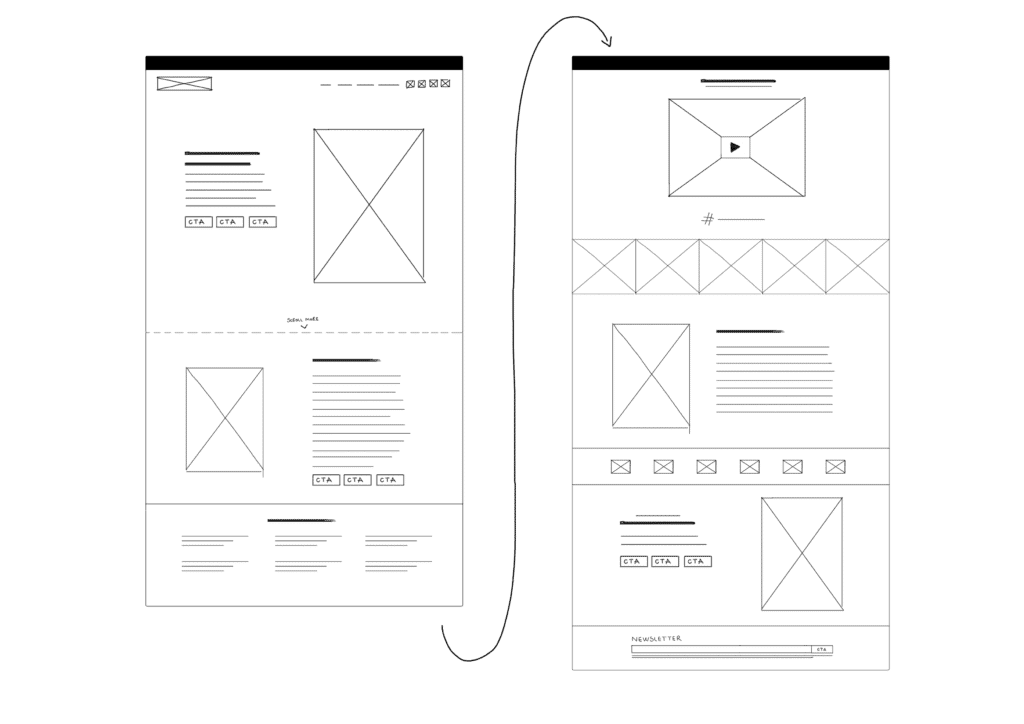 Lights on the sea book website wireframes