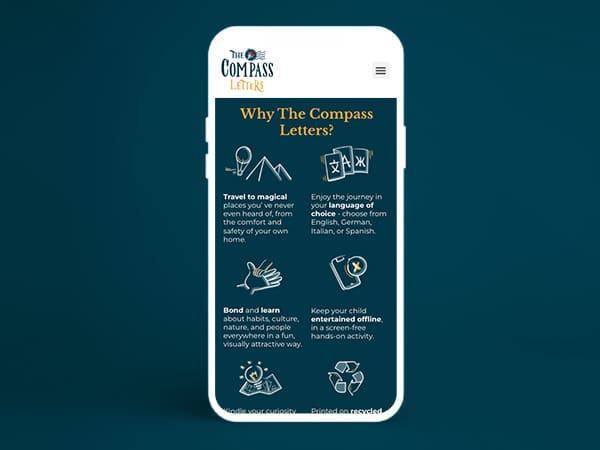 The Compass Letters mobile view 2